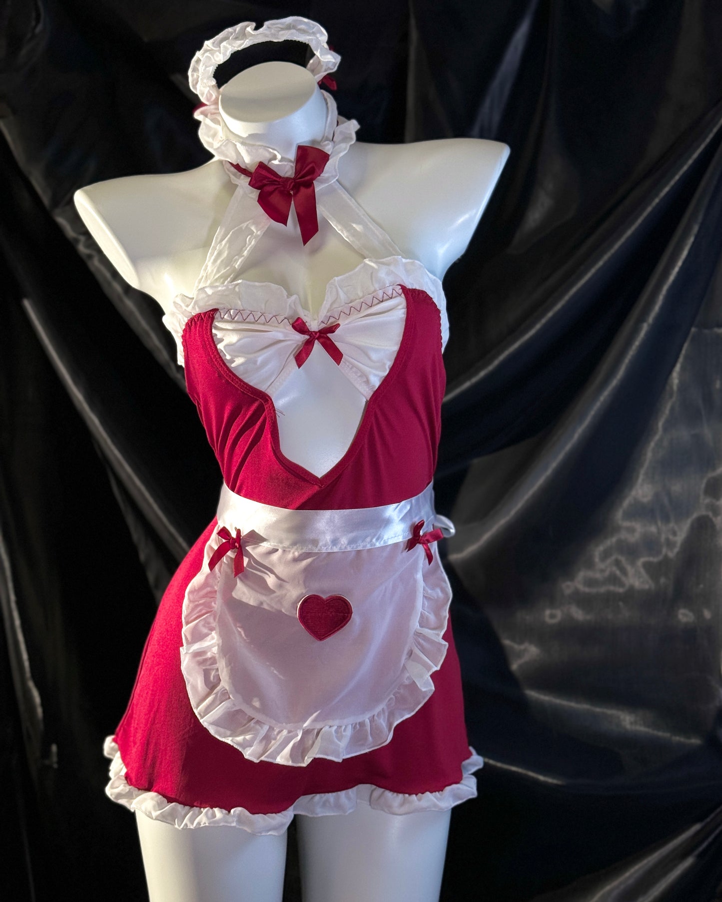 Flipped Heartbeat Halter Sweet Maid Costume Lingerie Set