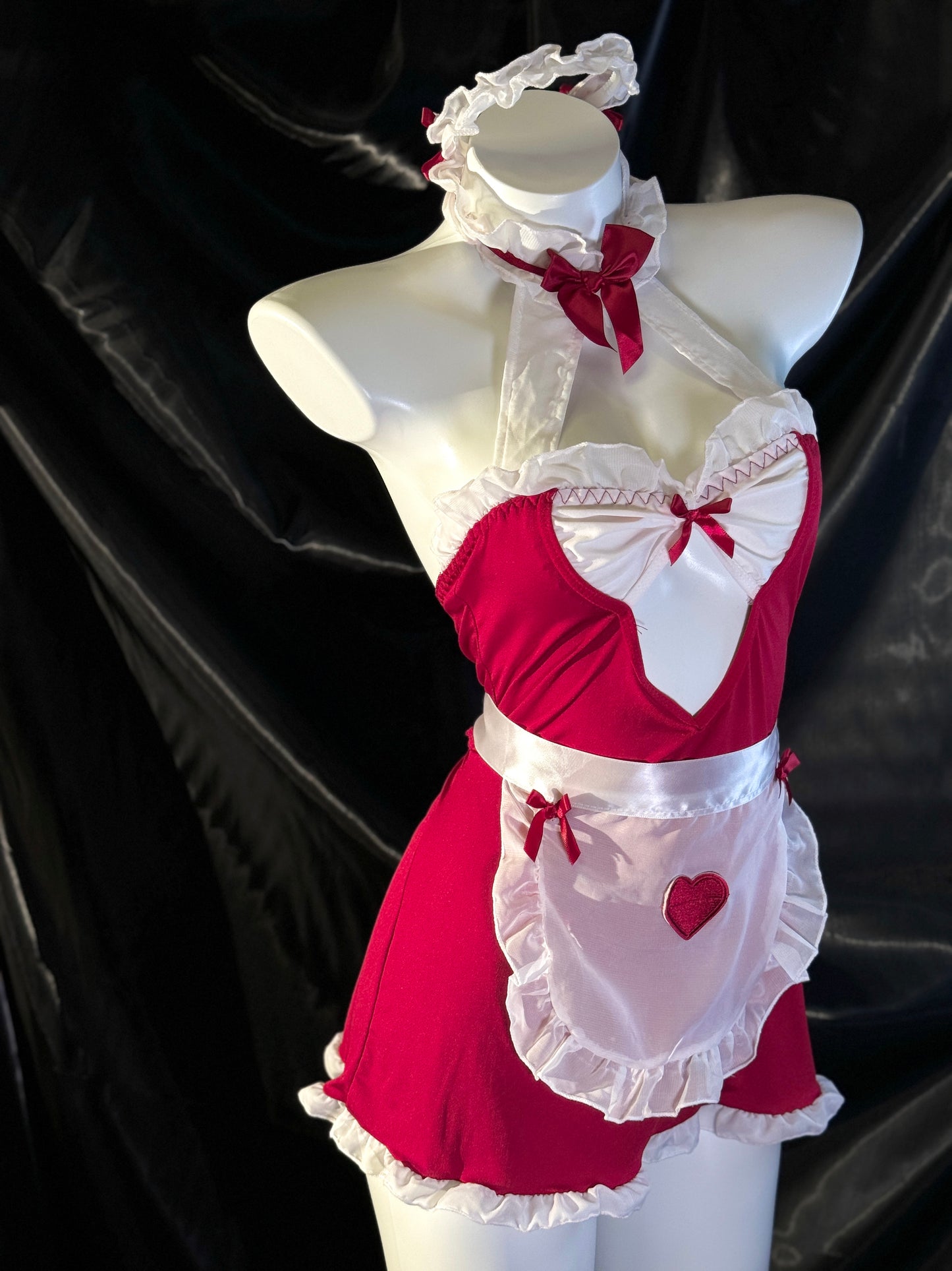 Flipped Heartbeat Halter Sweet Maid Costume Lingerie Set