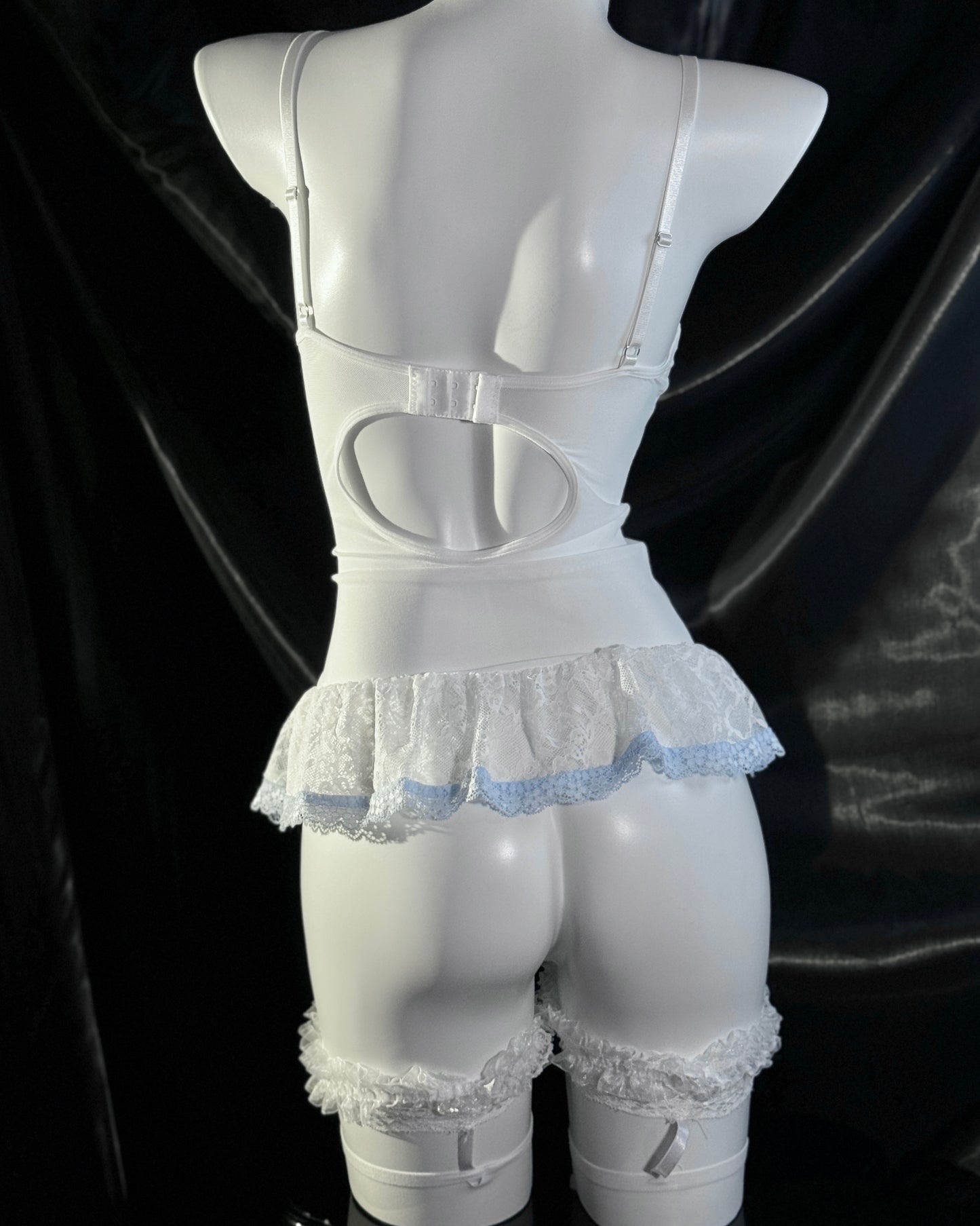 Lolita Lace Ribbon Bow with Garters Bustier Lingerie Set