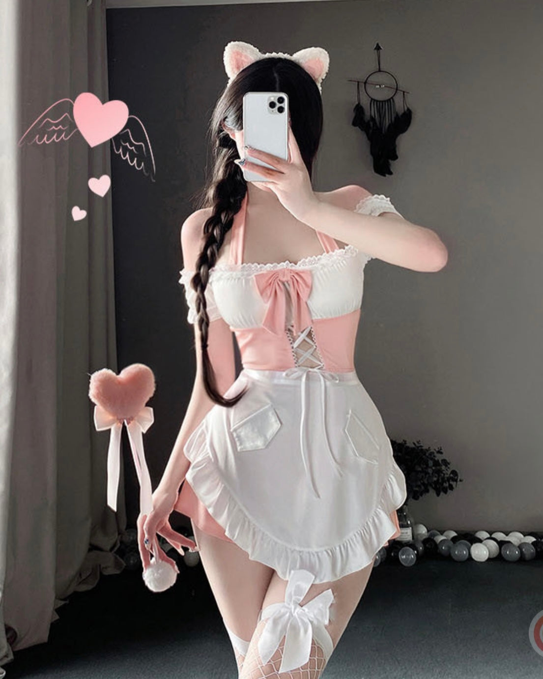 Sweetheart Halter Dress Maid Costume Lingerie Set