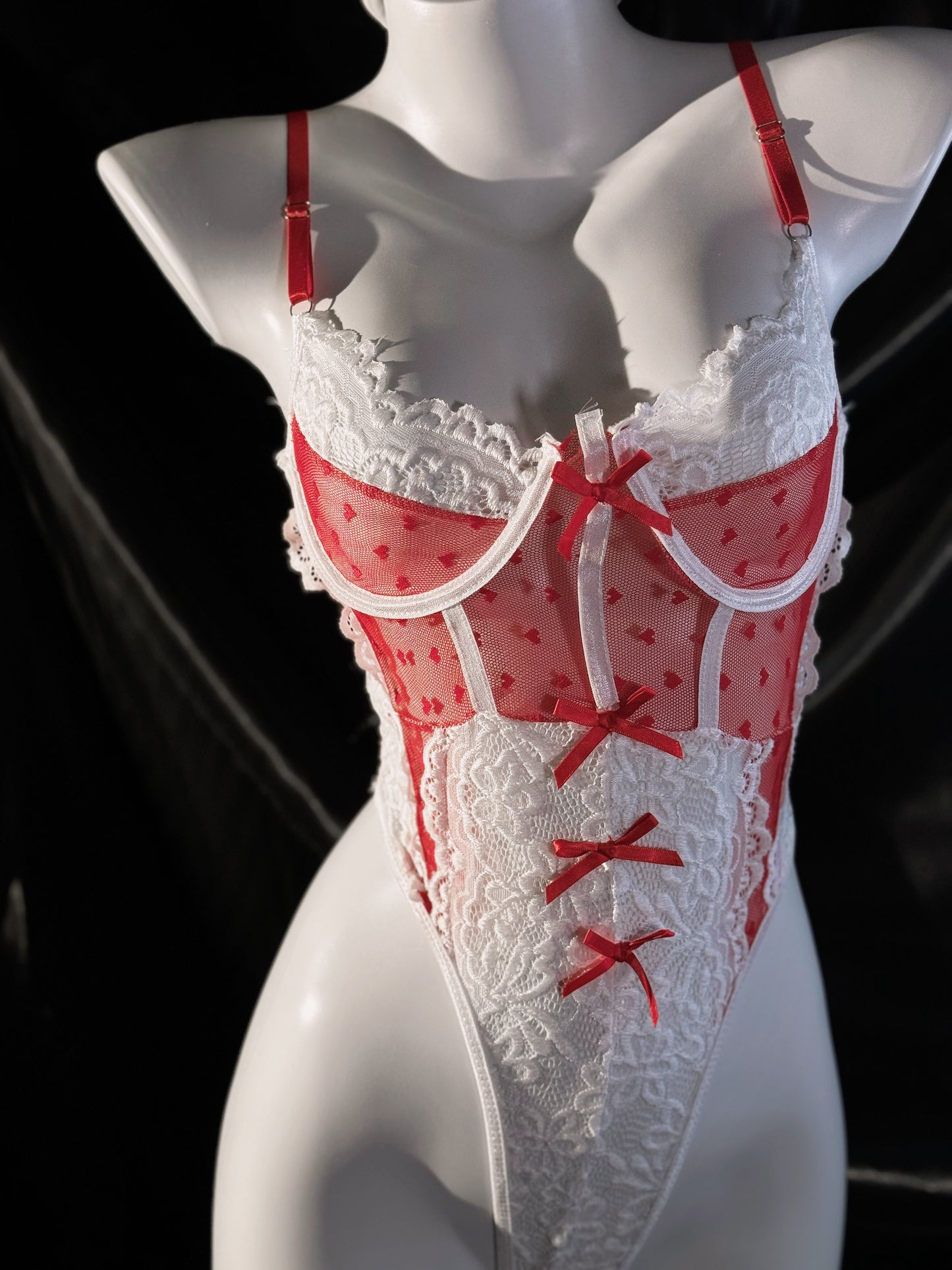 Candy Cane Lace Nurse Costume Teddy Lingerie