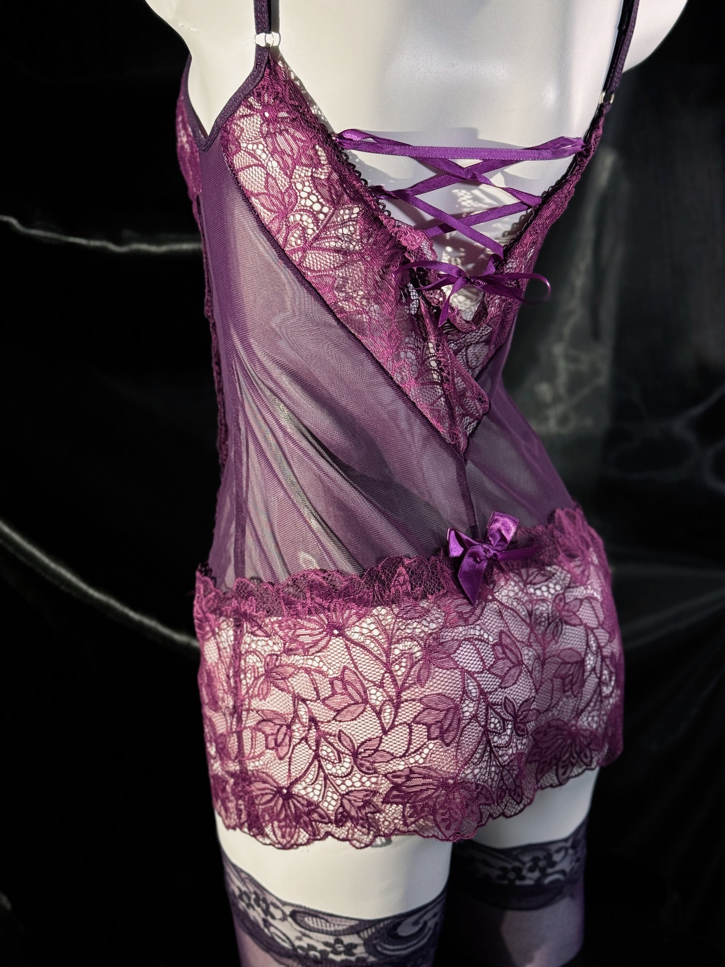 Violet Temptation Floral Lace Slip Dress Lingerie