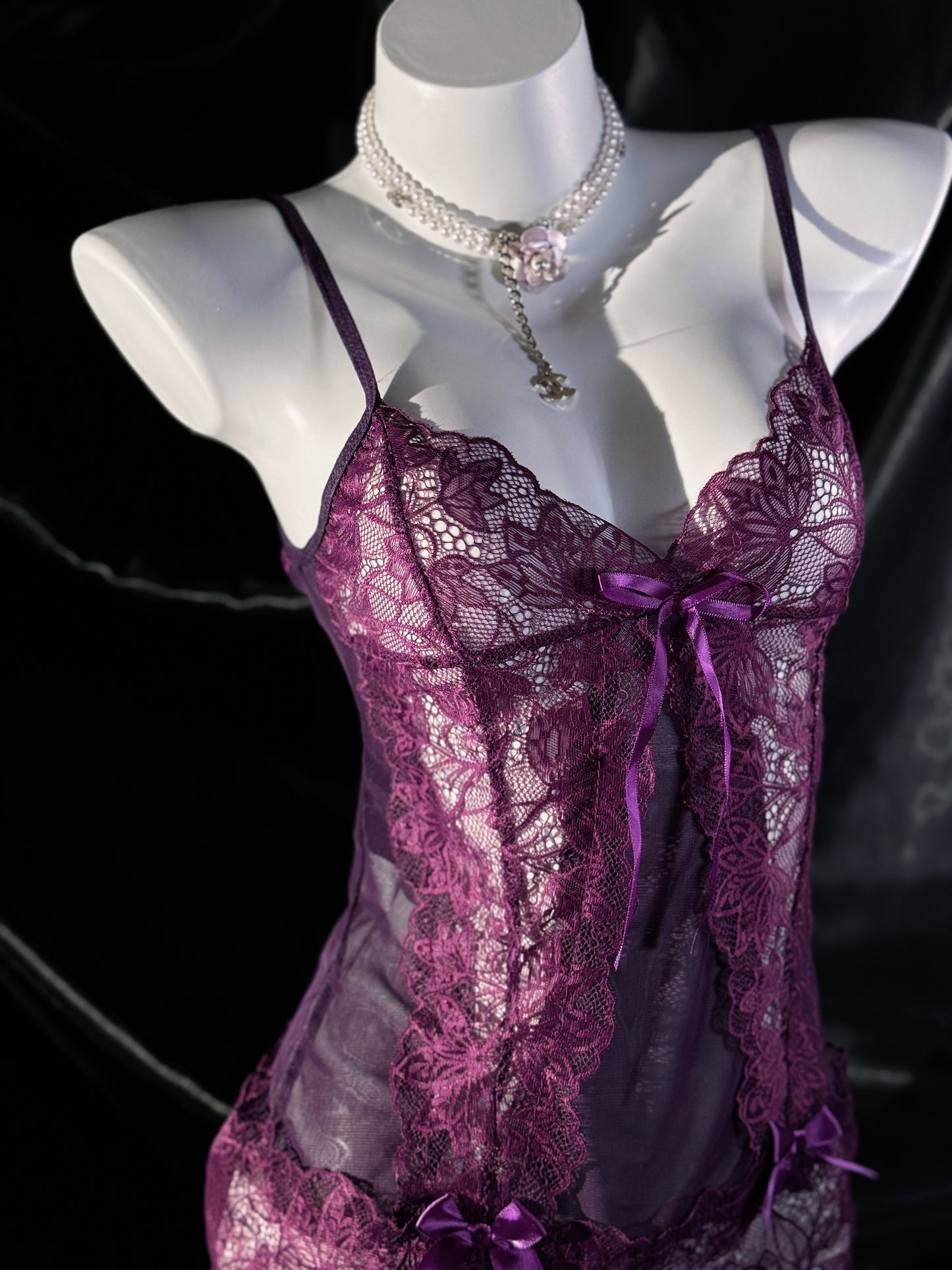 Violet Temptation Floral Lace Slip Dress Lingerie