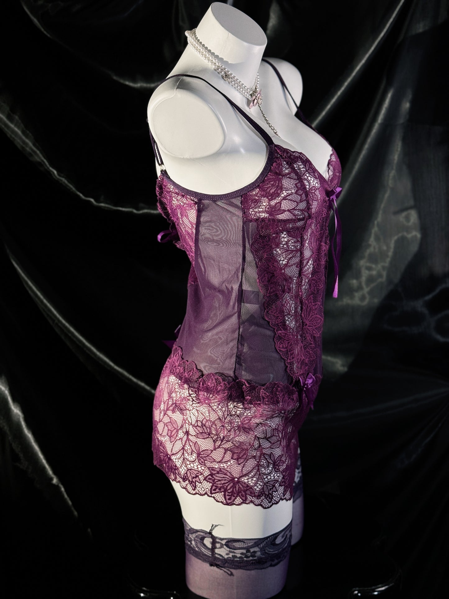 Violet Temptation Floral Lace Slip Dress Lingerie