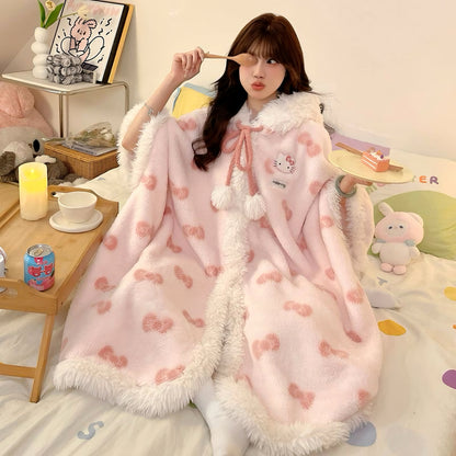 Hello Kitty Plush Cozy Fleece Blanket Hoodie