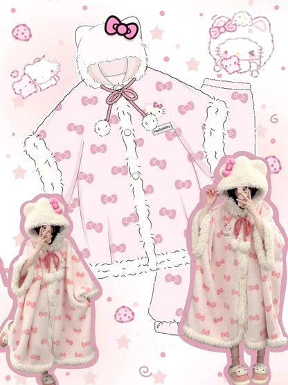 Hello Kitty Plush Cozy Fleece Blanket Hoodie