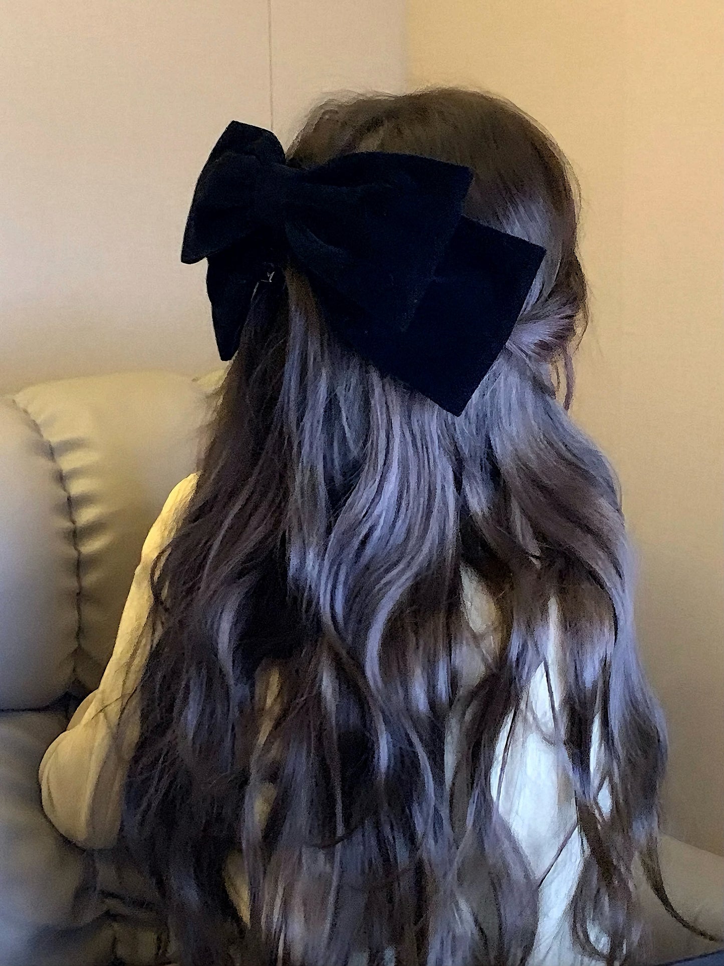 Jumbo Black Velvet Double Bow Hair Clip