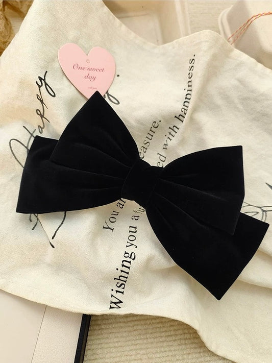 Jumbo Black Velvet Double Bow Hair Clip