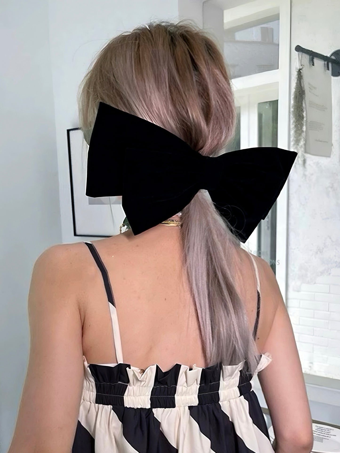 Jumbo Black Velvet Double Bow Hair Clip