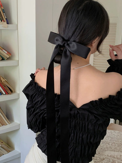 Long Ribbon Bow Hair Clip