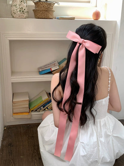 Long Ribbon Bow Hair Clip