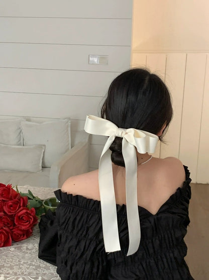 Long Ribbon Bow Hair Clip