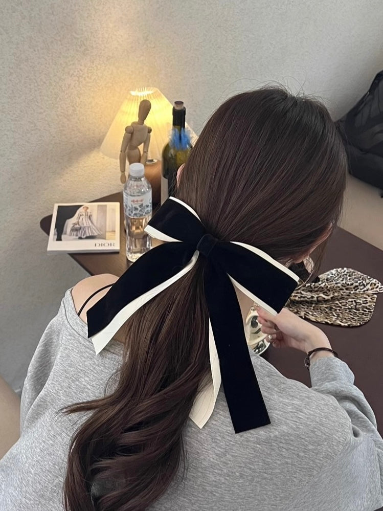 Black and White Double Layered Bow Hair Clip