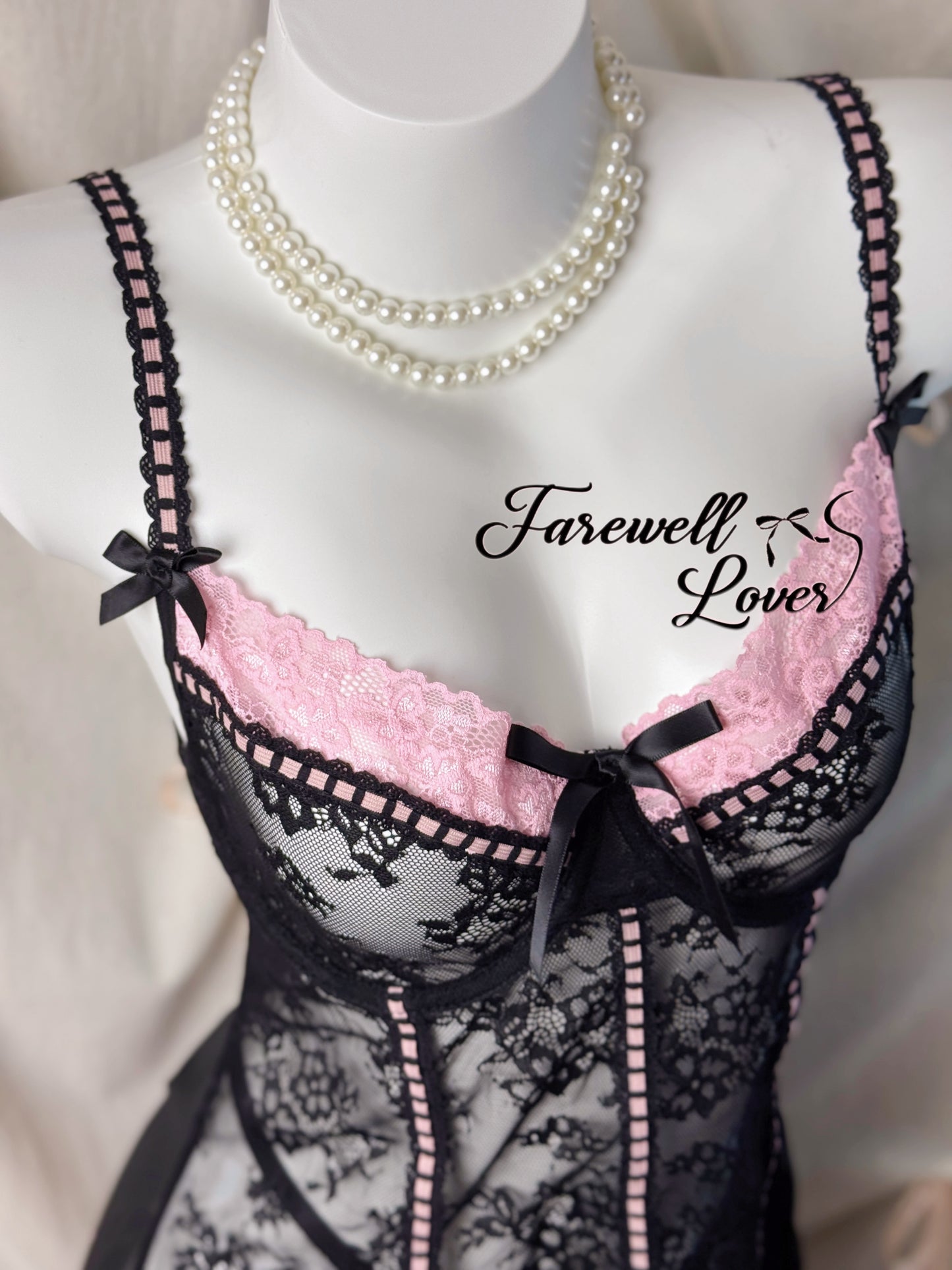 Coquette Love Lace Bow Underwired Slip Lingerie