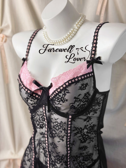 Coquette Love Lace Bow Underwired Slip Lingerie