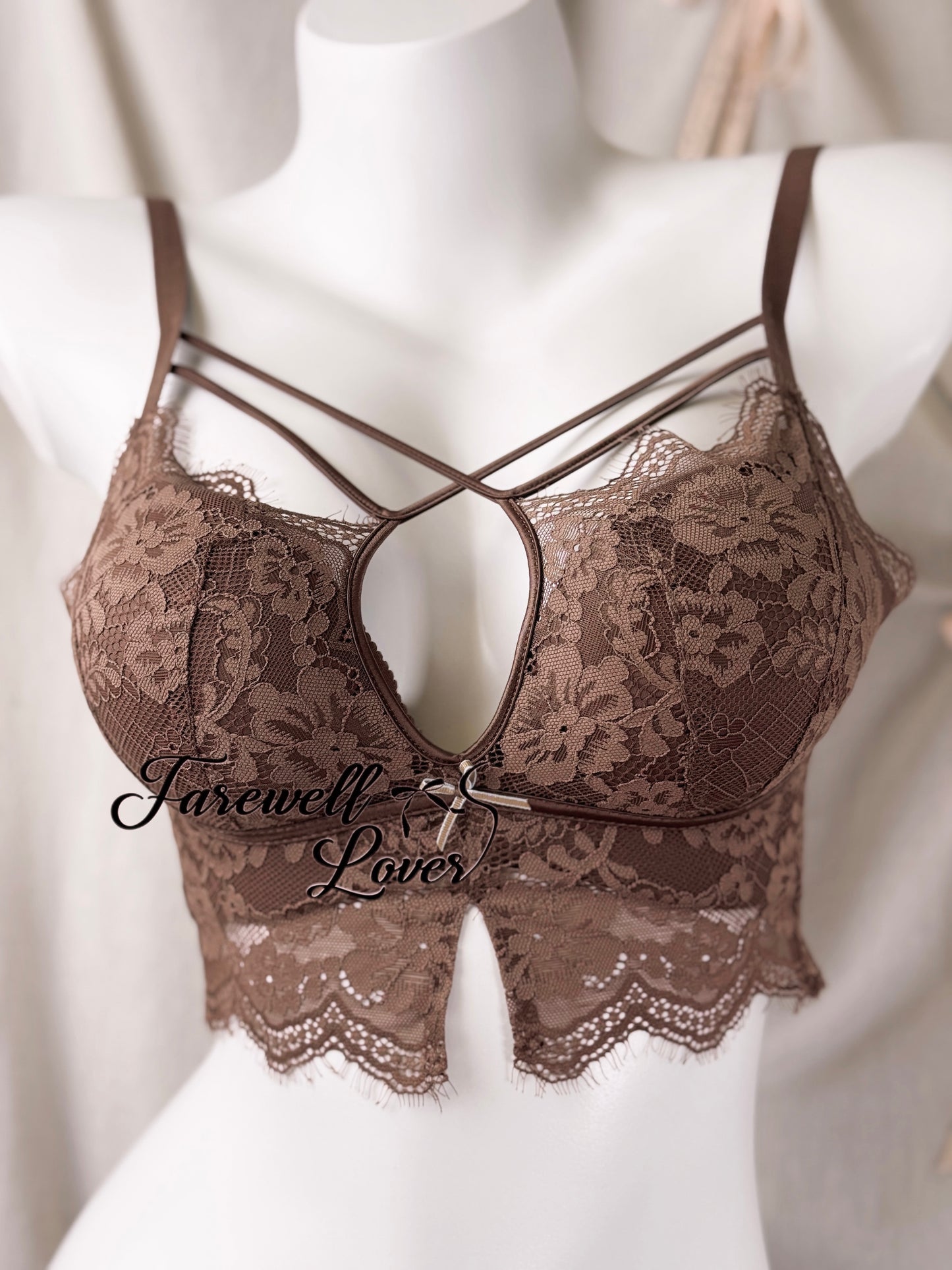 Caramel Macchiato Add-2-cups Padded Lace Bra Set