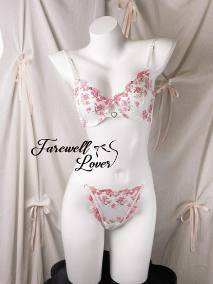 Cherry Blossom Mesh See-through Lingerie Set