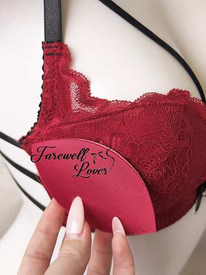 Red Wine Lace Bra Set