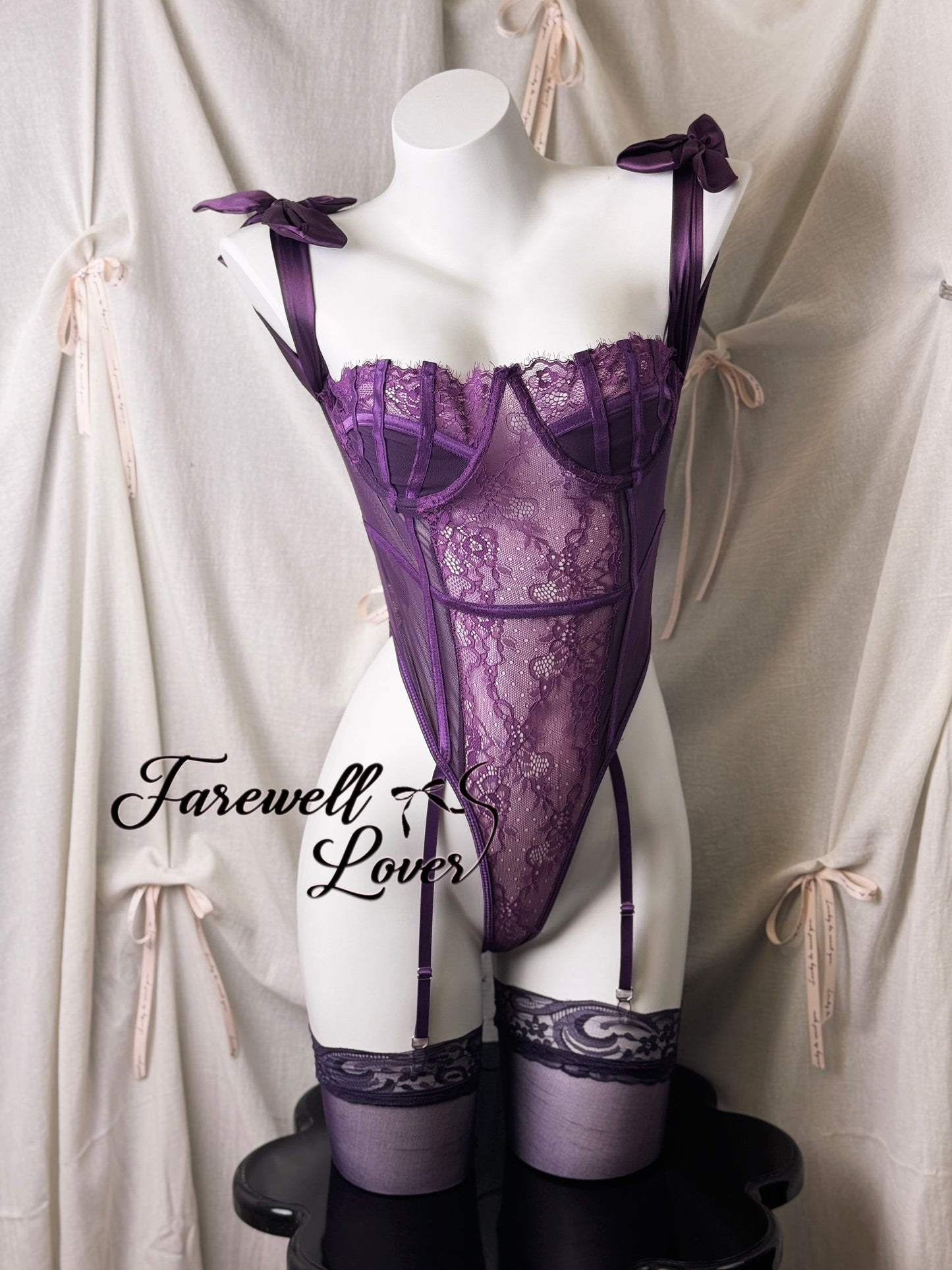 Violet Dreams Satin Lace Teddy Lingerie