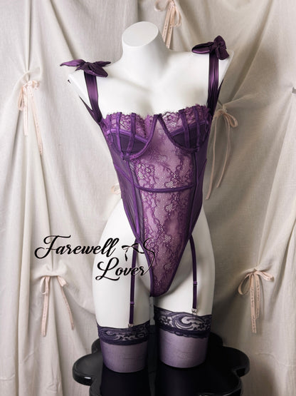 Violet Dreams Satin Lace Teddy Lingerie