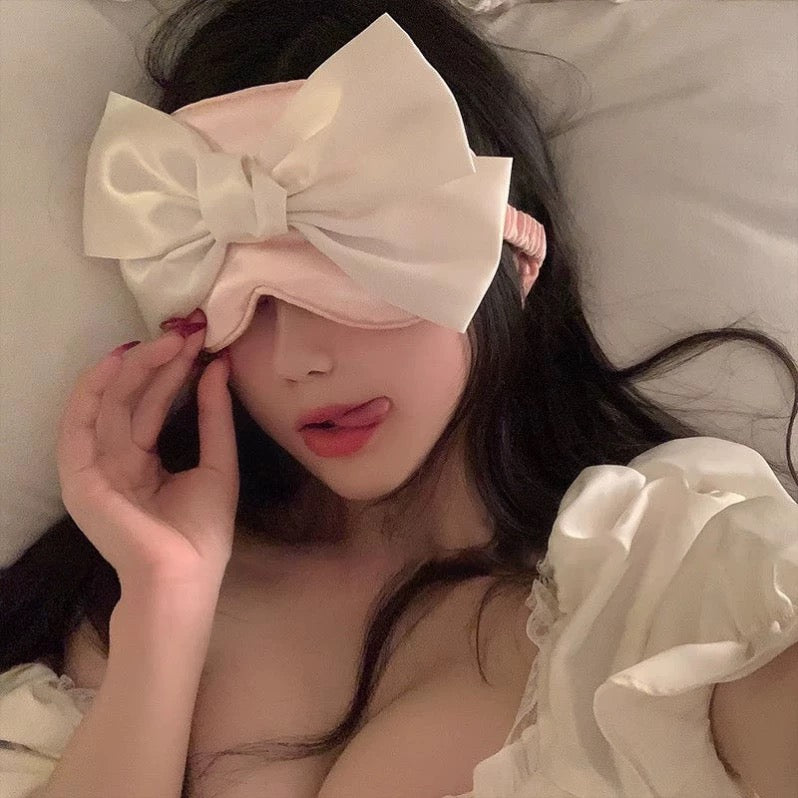 Bow Satin Sleep Mask with Elastic Strap