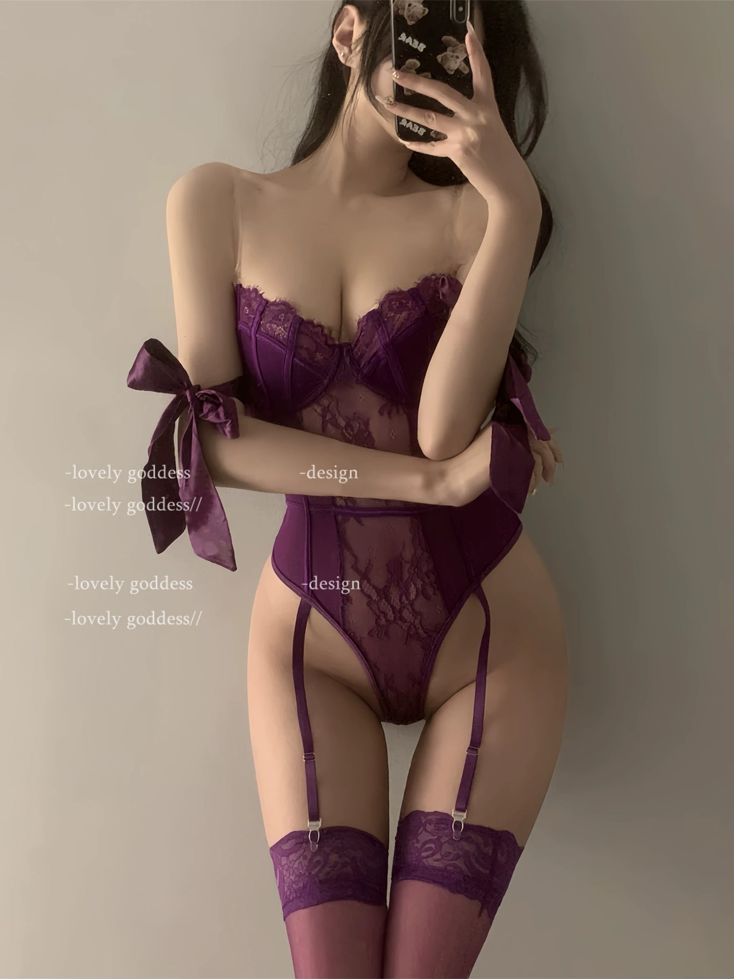 Violet Dreams Satin Lace Teddy Lingerie